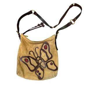 Rare Vintage Coach Soho Suede Applique Butterfly Cross Body Purse K3J -9263